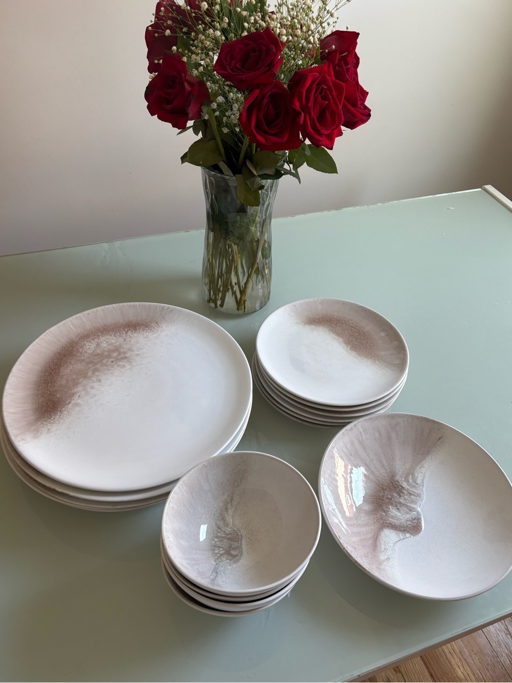 Crate & Barrel White Ceramic Dinner Plate set